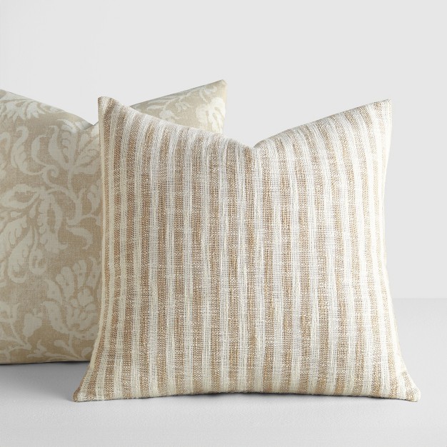 2 pack Yarn dyed Patterns Natural Throw Pillows Becky Cameron Natural Yarn dyed Bengal Stripe Distressed Floral