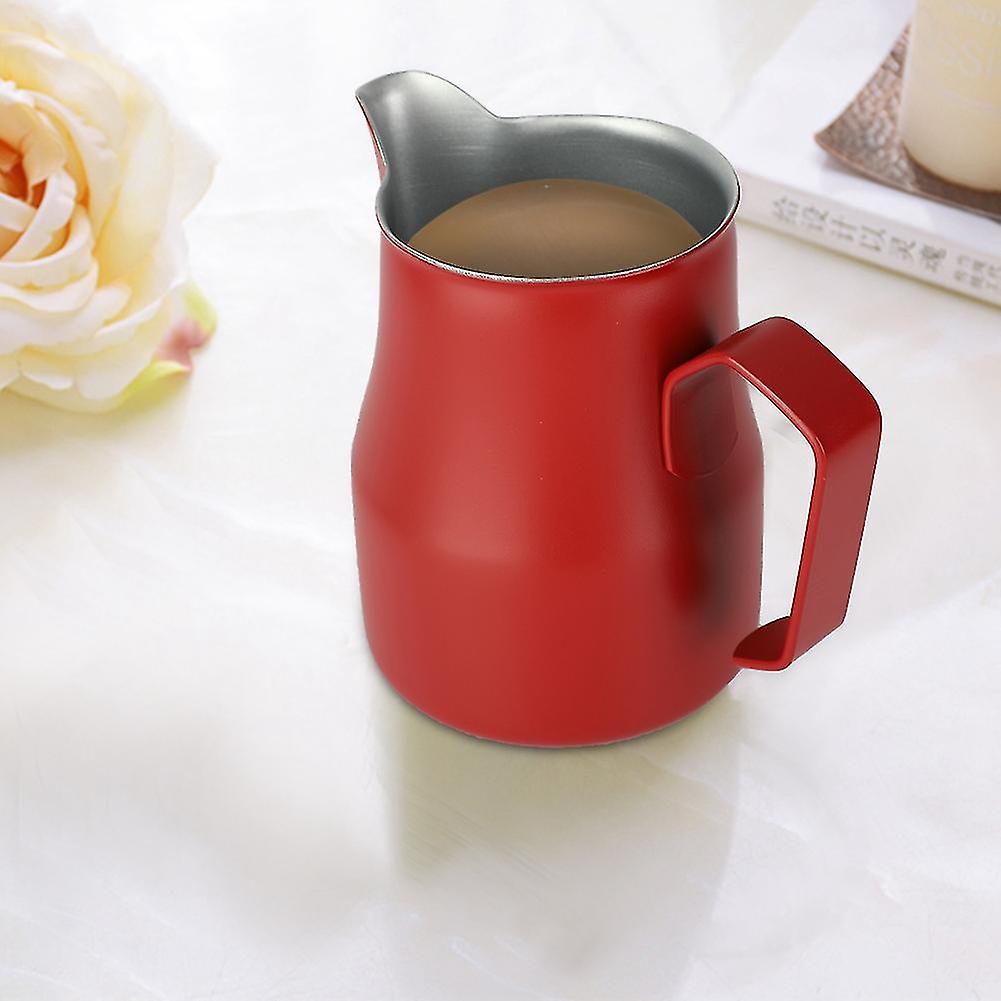 350ml Stainless Steel Milk Frothing Cup Coffee Pitcher Jug Latte Art for Coffee Shop (Red)