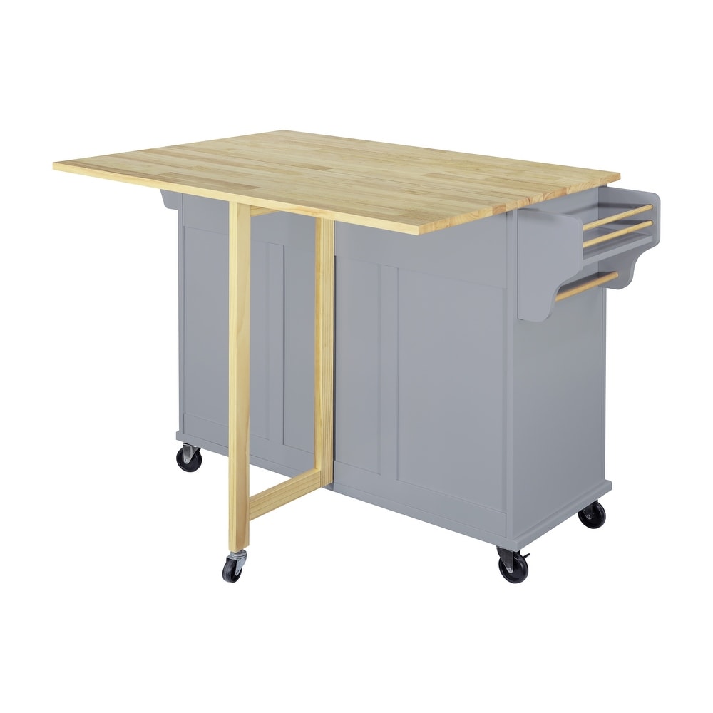 Rolling Kitchen Island Cart on Wheels w/ Drawers  Drop Leaf Breakfast Bar