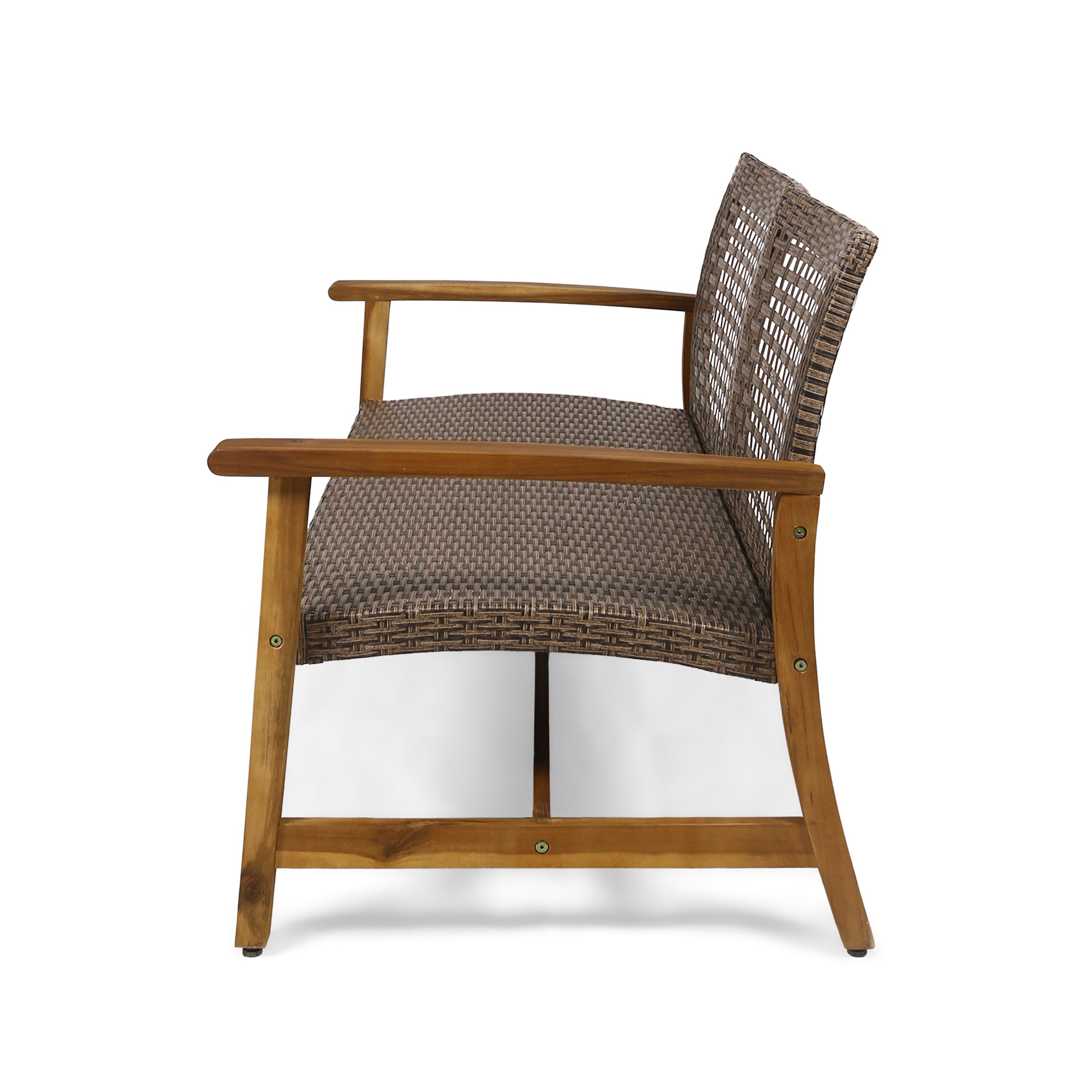 Marcia Outdoor Wood and Wicker Loveseat