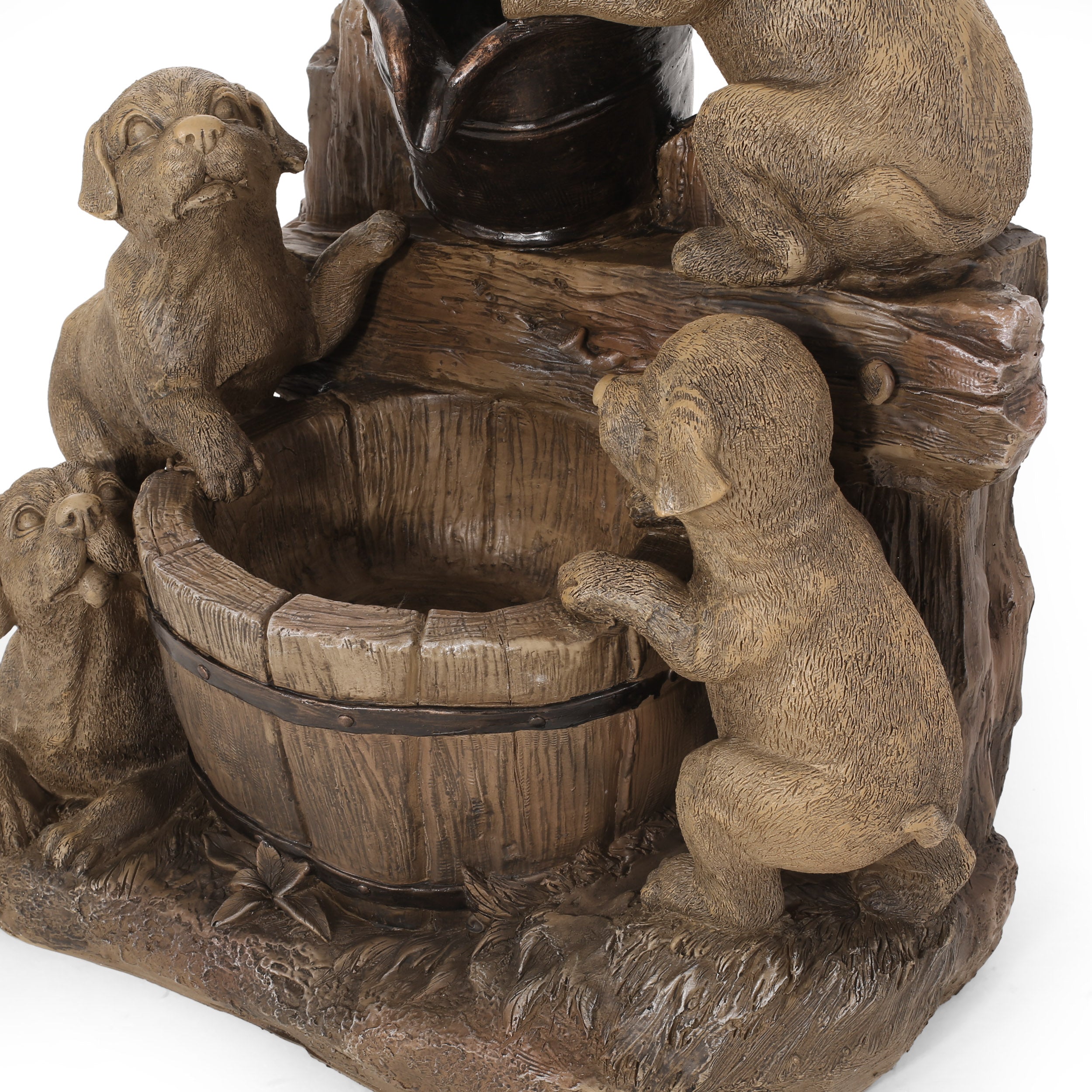 Tignall Outdoor Puppy Fountain, Light Brown