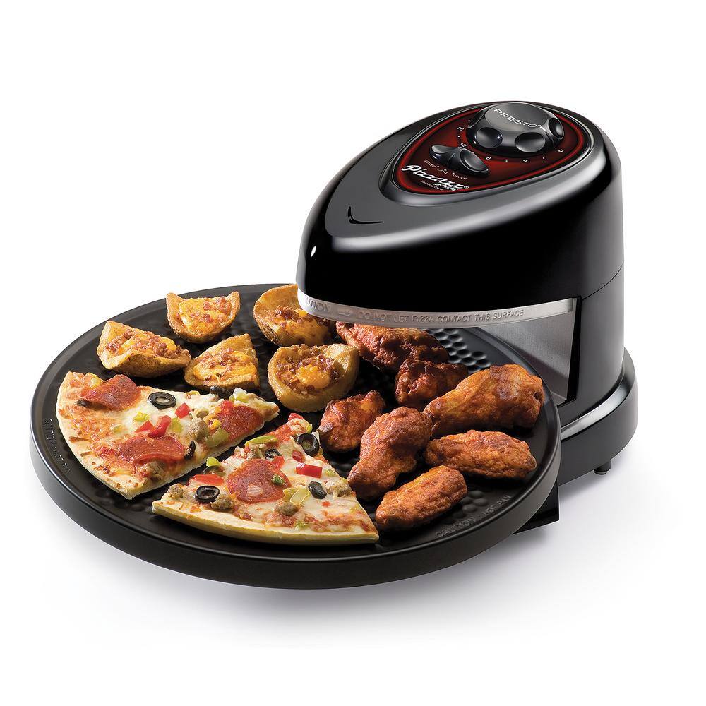 Presto Pizzazz Plus Rotating Pizza Black Oven 1235 Watts with Built-In Timer