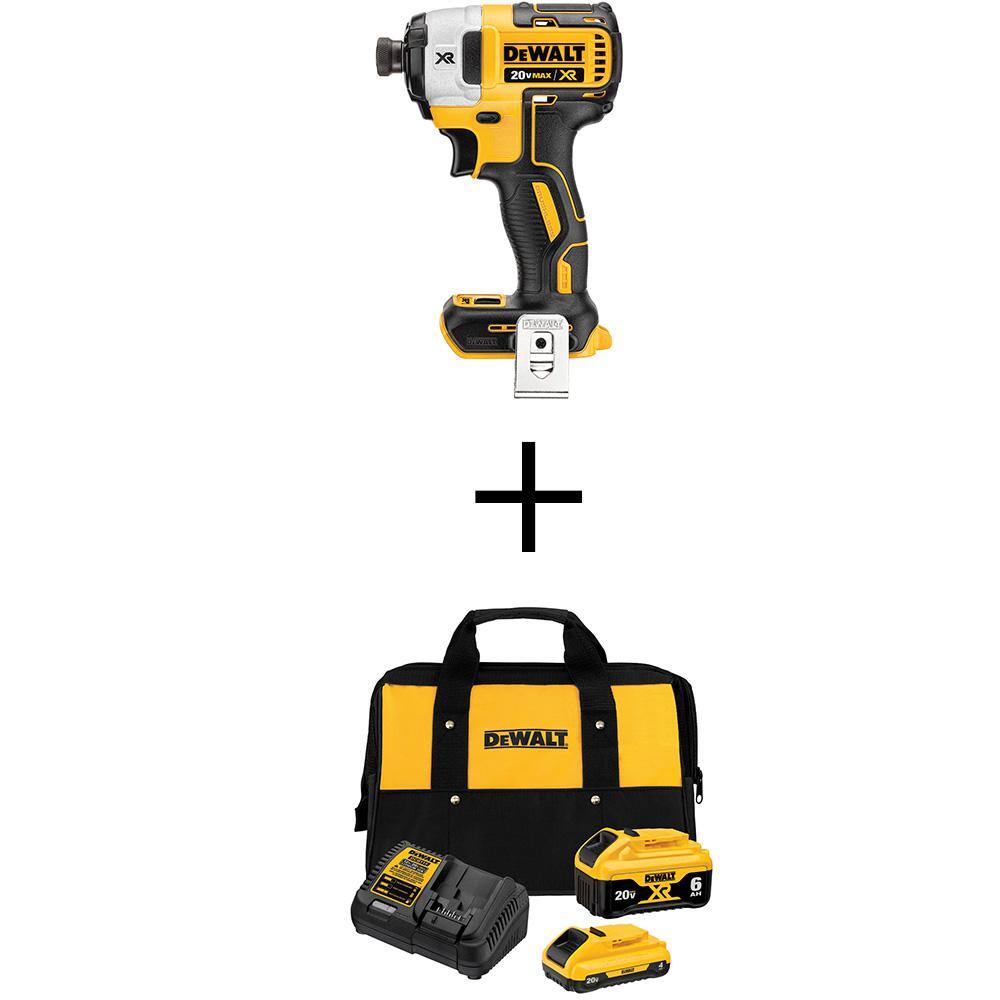 DW 20-Volt Maximum XR Cordless Brushless 3-Speed 14 in. Impact Driver with 6.0 Ah and 4.0 Ah Batteries Charger and Bag DCF887BWCB246CK