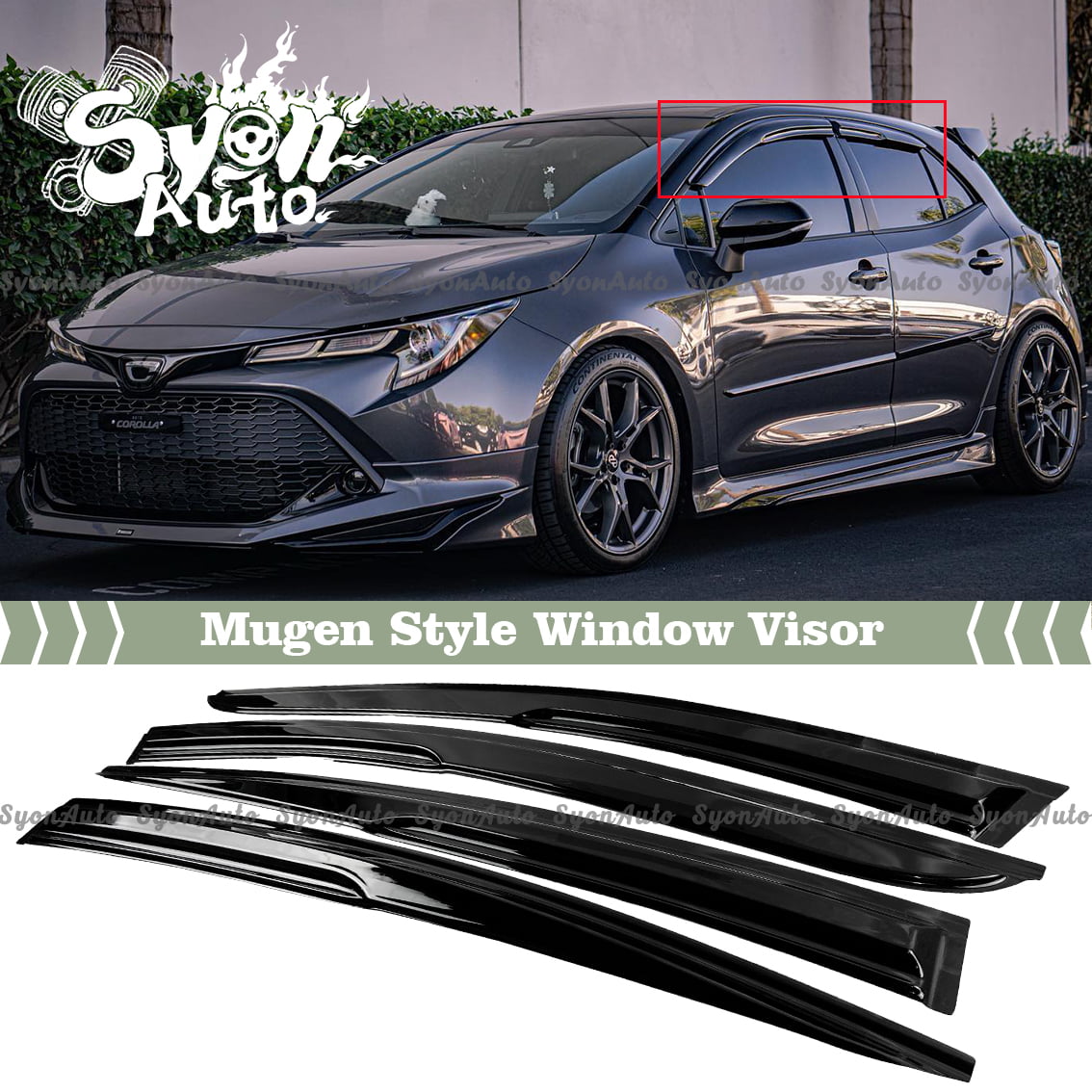 FITS 2019-2022 TOYOTA COROLLA HATCHBACK JDM MUGEN STYLE WINDOW VISOR RAIN GUARD VENT DEFLECTOR