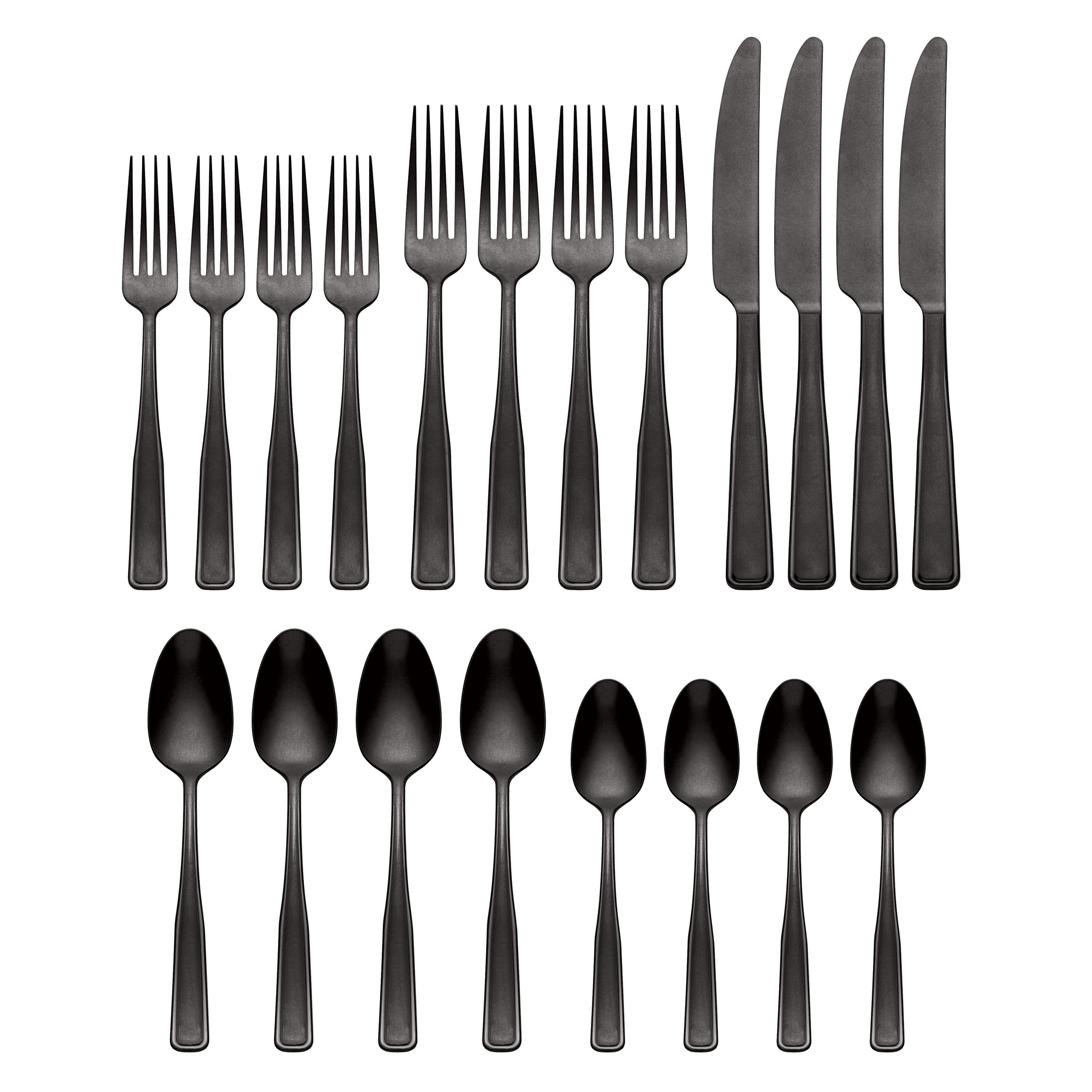 Reid Vintage Black Tumbled 20 Piece Flatware Set