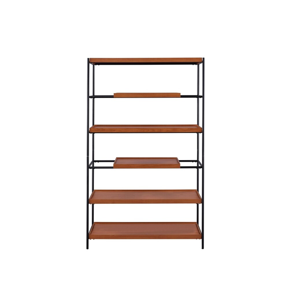 6 Tier Oaken Bookshelf  Honey Oak   Black