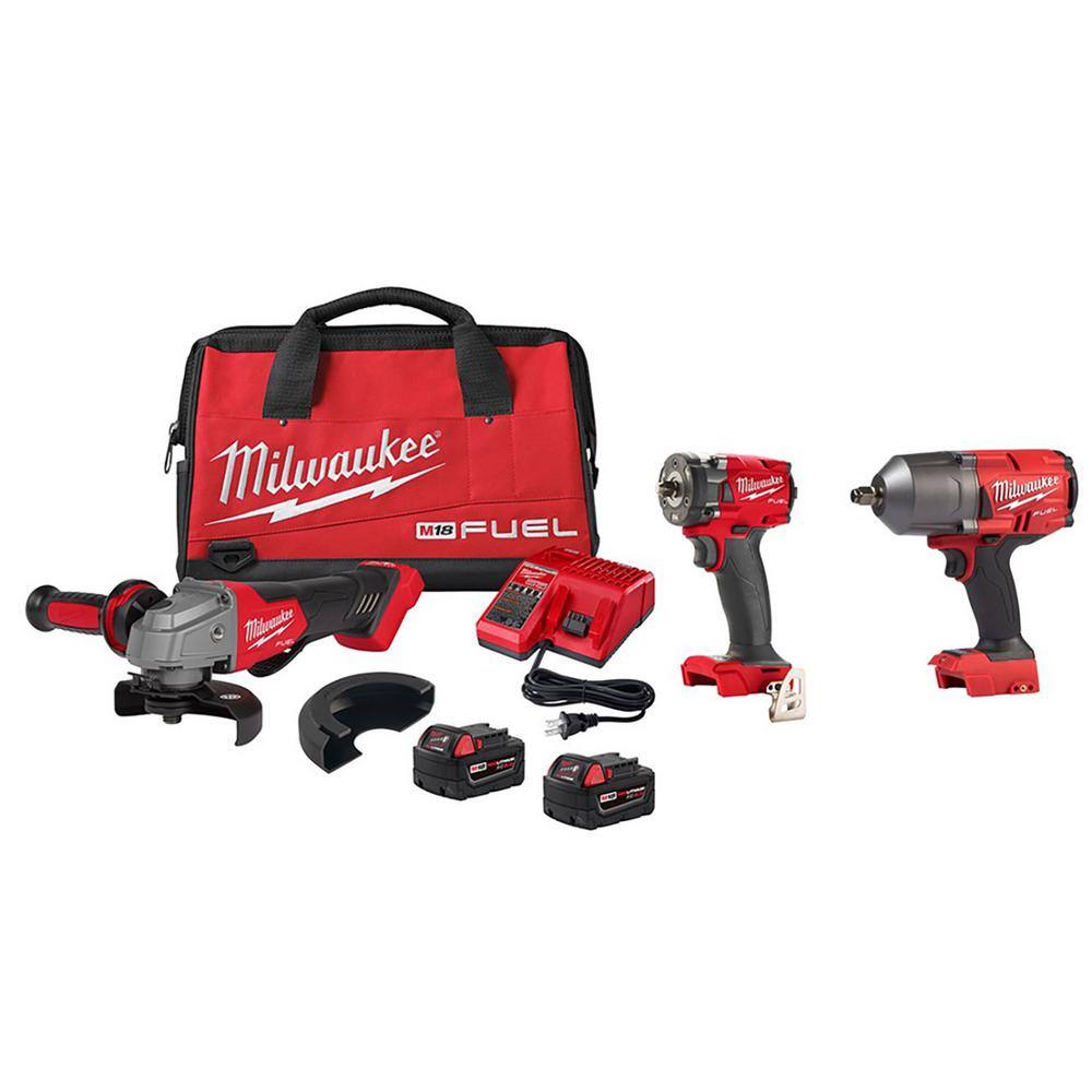 MW M18 FUEL 18V Lithium-Ion Brushless Grinder and 38 in. Impact Wrench Combo Kit (2-Tool) with 12 in. Impact Wrench 2991-22-2767-20