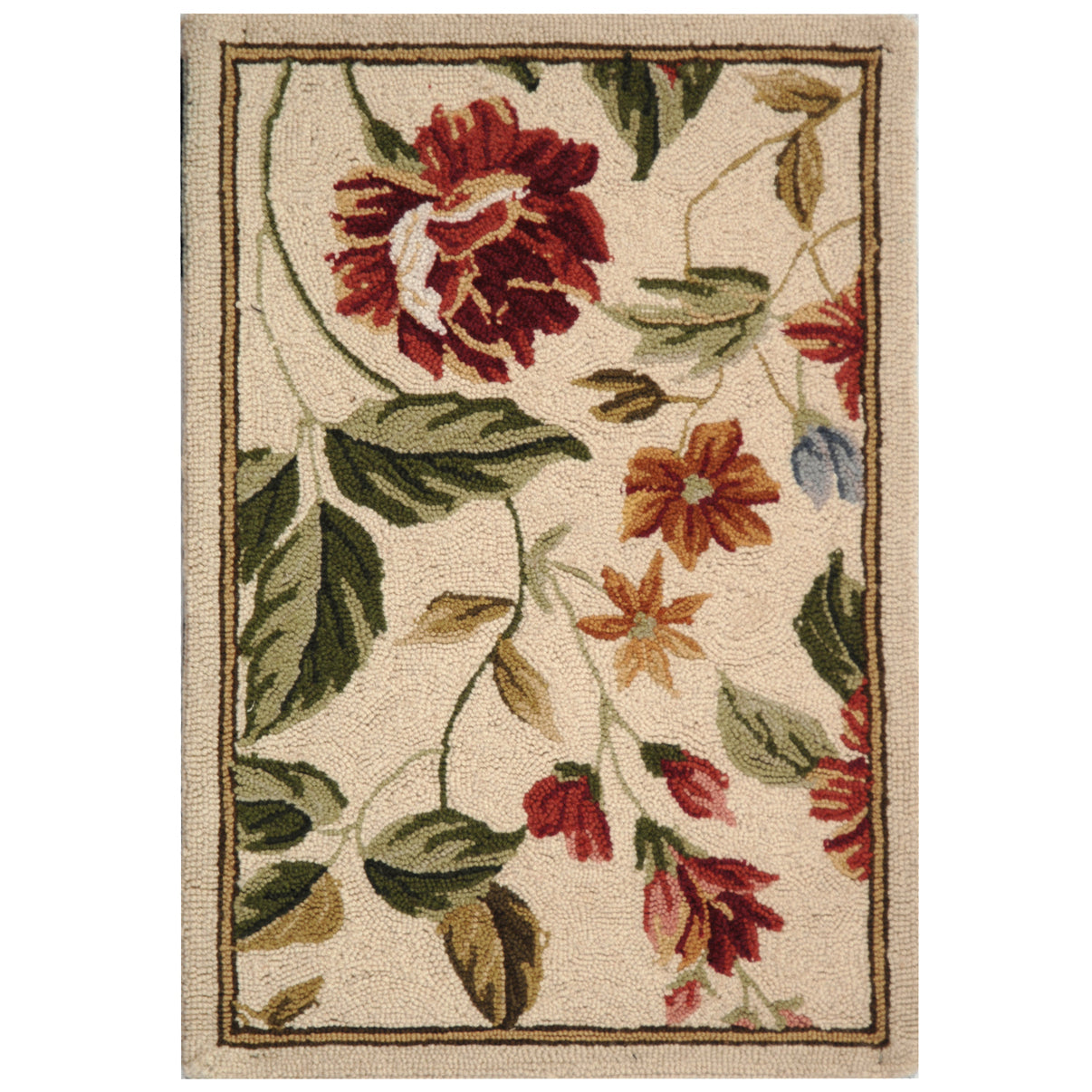 SAFAVIEH Chelsea Bosworth Floral Wool Area Rug, Ivory/Beige, 18 x 26