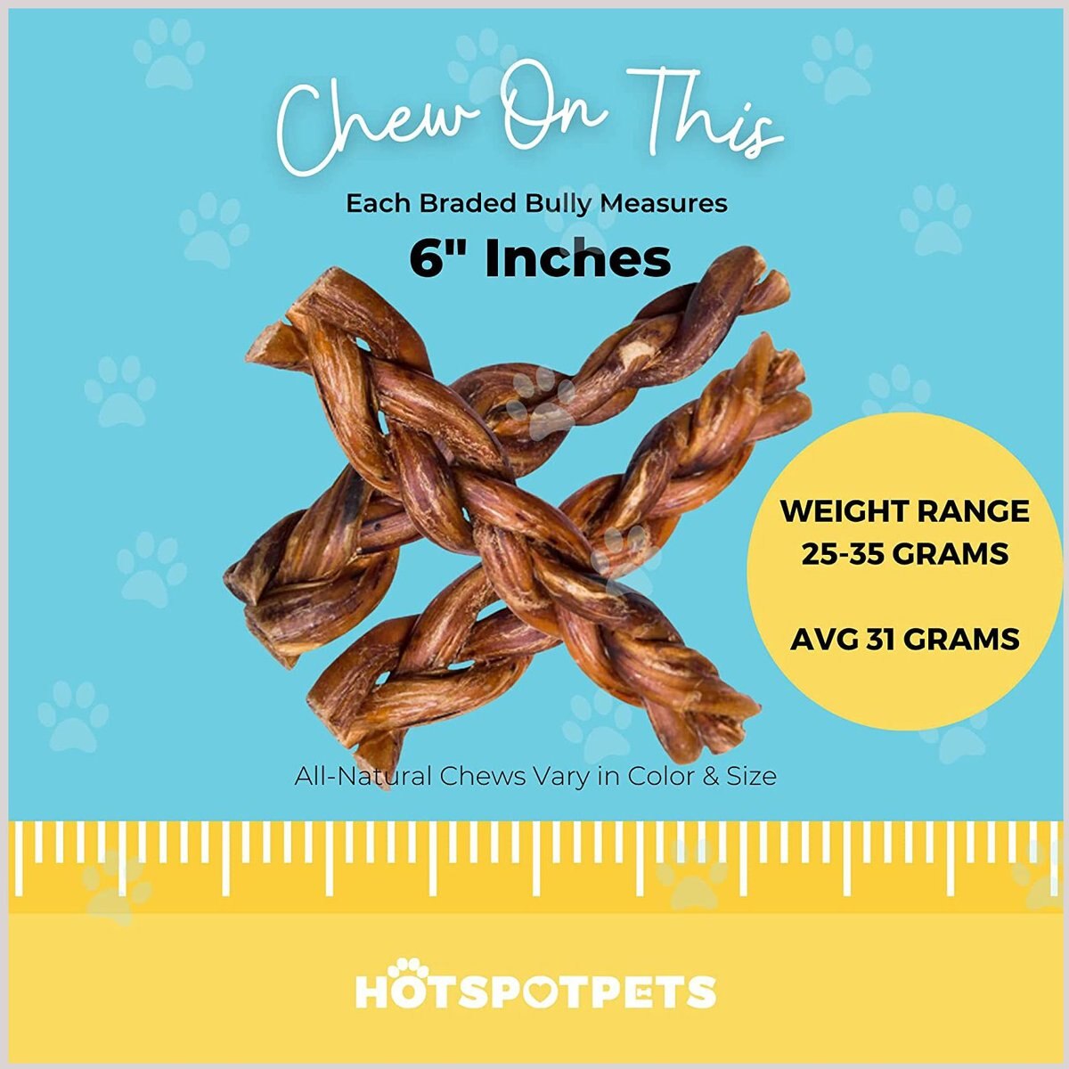 HOTSPOT PETS Braided Premium 6-in Bully Sticks Dog Treats