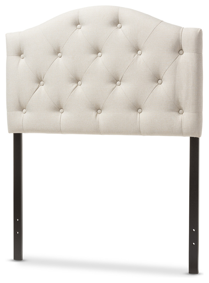 Myra Faux Leather Upholstered Button Tufted Scalloped Twin Headboard   Transitional   Headboards   by Baxton Studio  Houzz