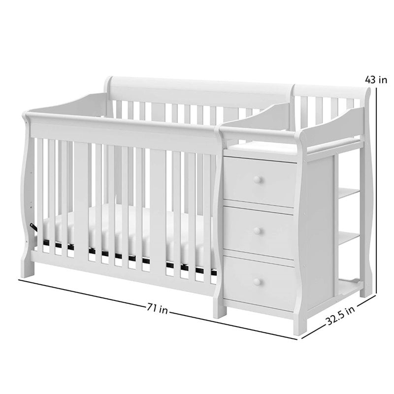 Bowery Hill Traditional Wood 4-in1 Crib & Changer Combo in White