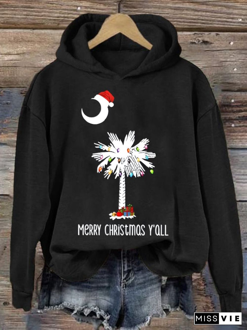 Women's Merry Christmas Y’all Print Hoodie