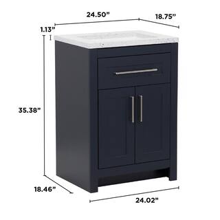 Home Decorators Collection Clady 24.5 in. W x 18.75 in. D Bath Vanity in Deep Blue with Cultured Marble Vanity Top in Silver Ash with White Sink HD2024P2-DB