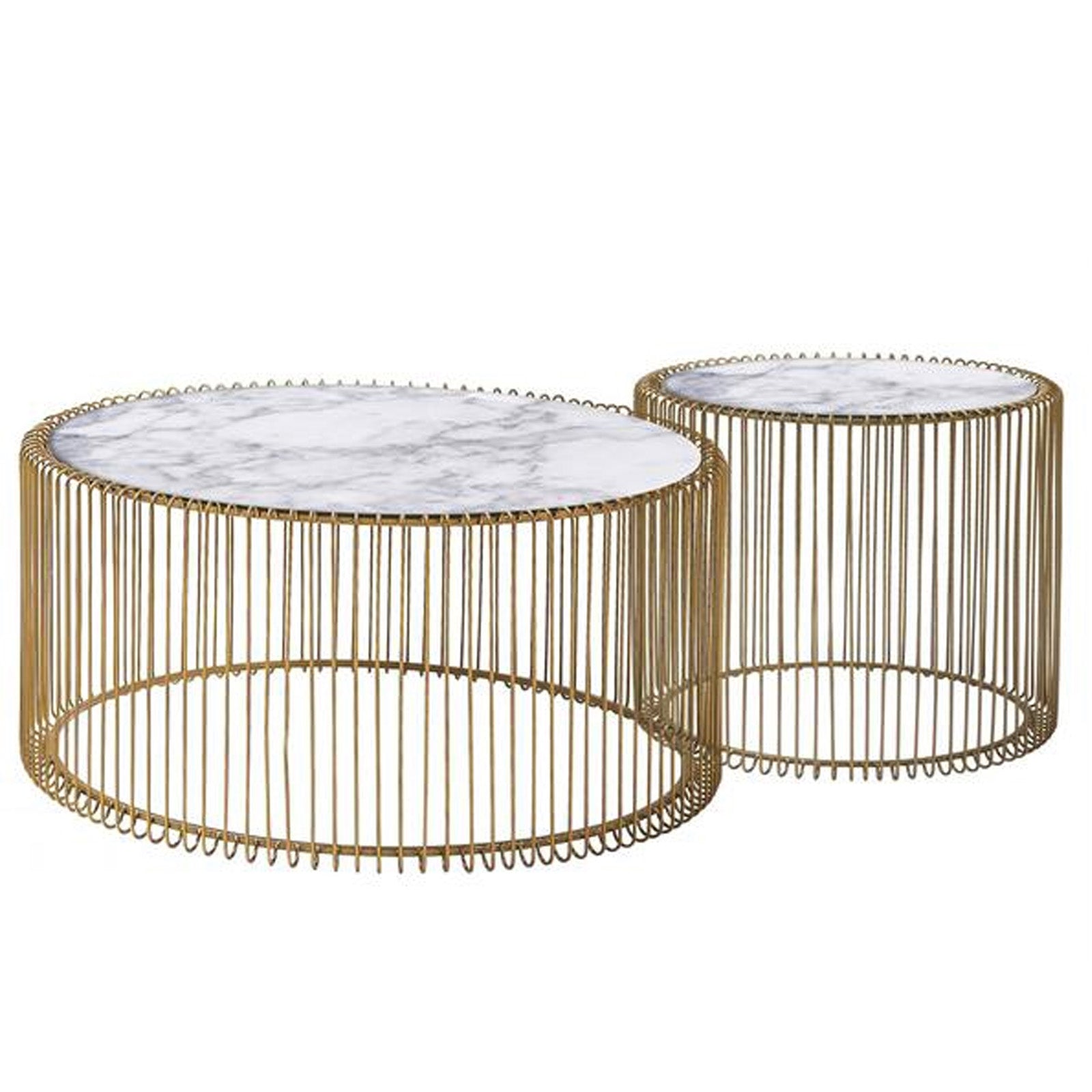 Set Of 2 Natural Marble & Stainless Steel Table Bp8808 G