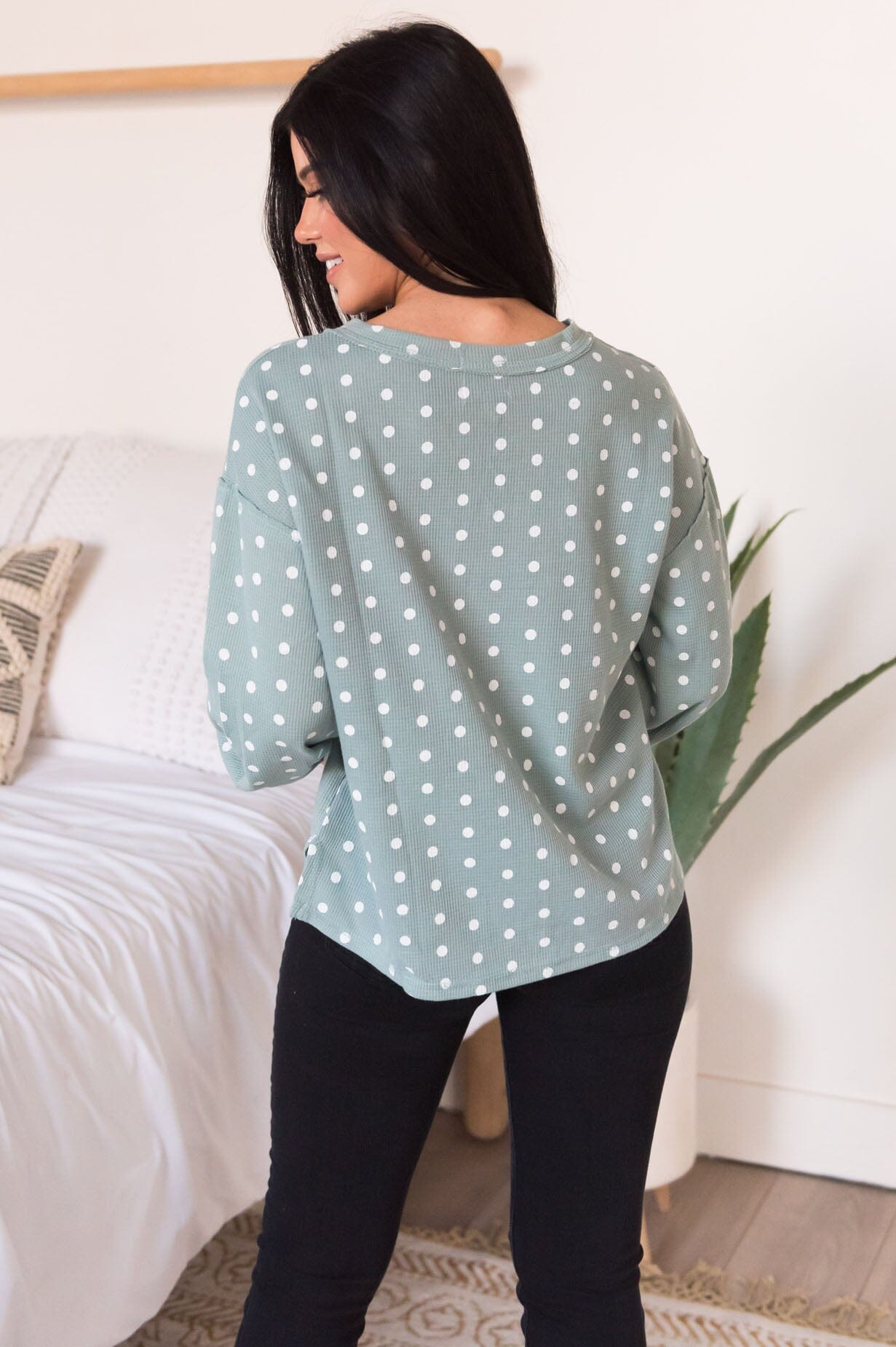 Date Day Modest Polka Dot Top