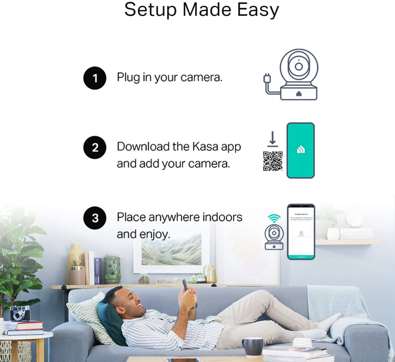 Kasa Indoor Pan/Tilt Smart Security Camera， 1080p HD Dog Camera 2.4GHz with Night Vision， Motion Detection for Baby and Pet Monitor， Cloud and SD Card Storage， Works with Alexa and Google Home (EC70)