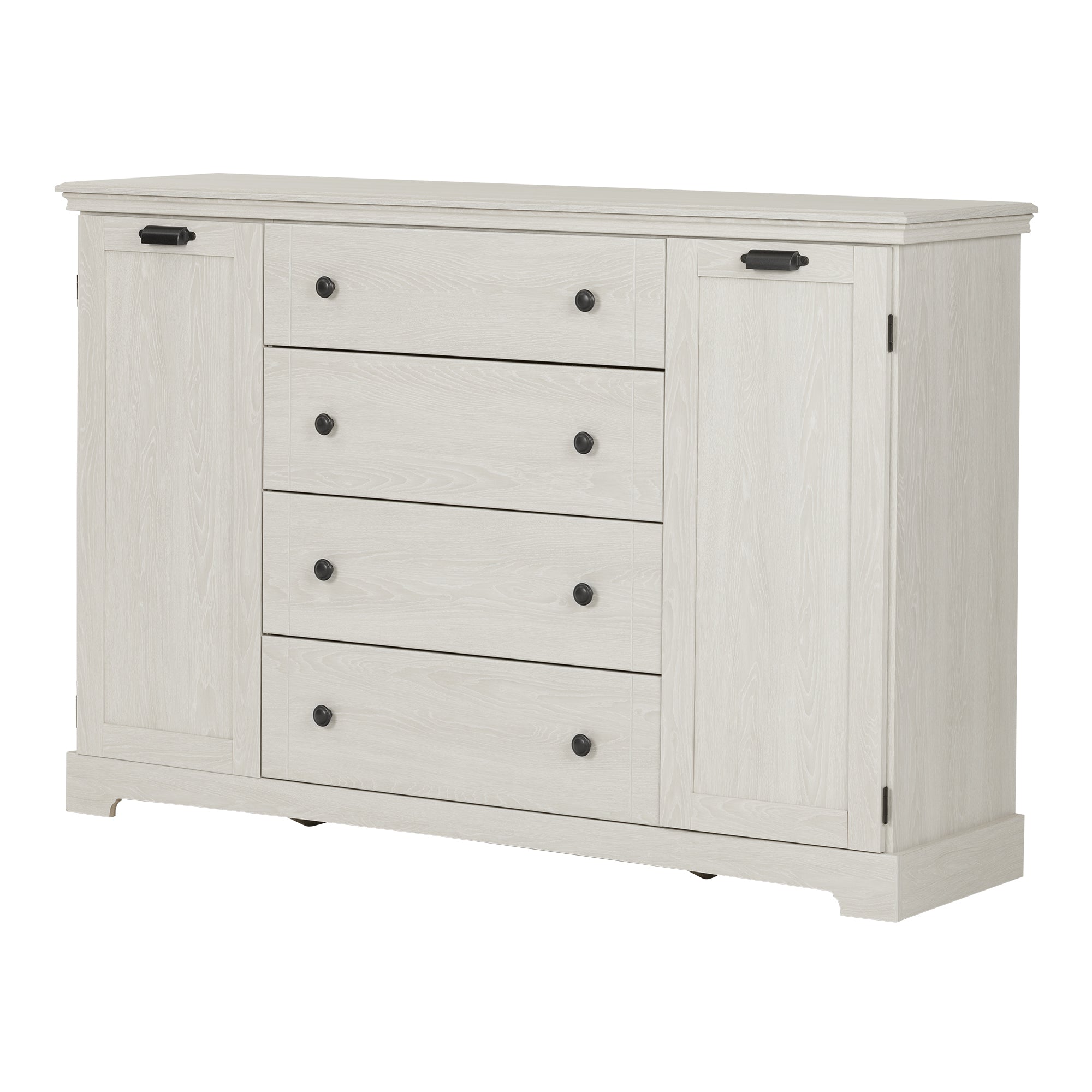 South Shore Avilla 4-Drawer Dresser with Doors, Winter Oak