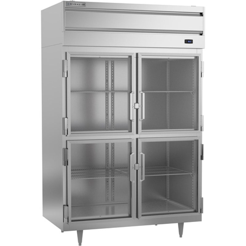 Beverage-Air PR2HC-1BHG Reach-In Refrigerator， P-Series， 2-Section， 4 Glass Half-Doors