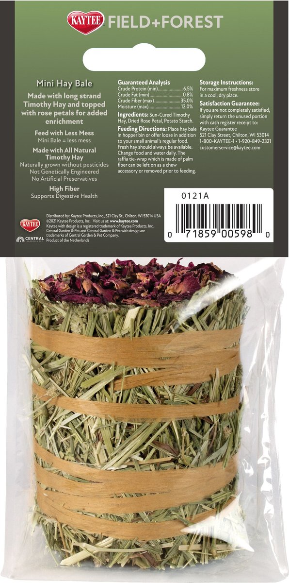 Field+Forest by Kaytee Mini Hay Bales Rose Small Pet Hay， 3.5-oz bag