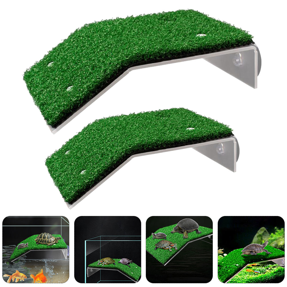 NUOLUX 2Pcs Turtle Basking Platform Pet Supplies Tortoise Resting Lawn Reptile Climbing Platform