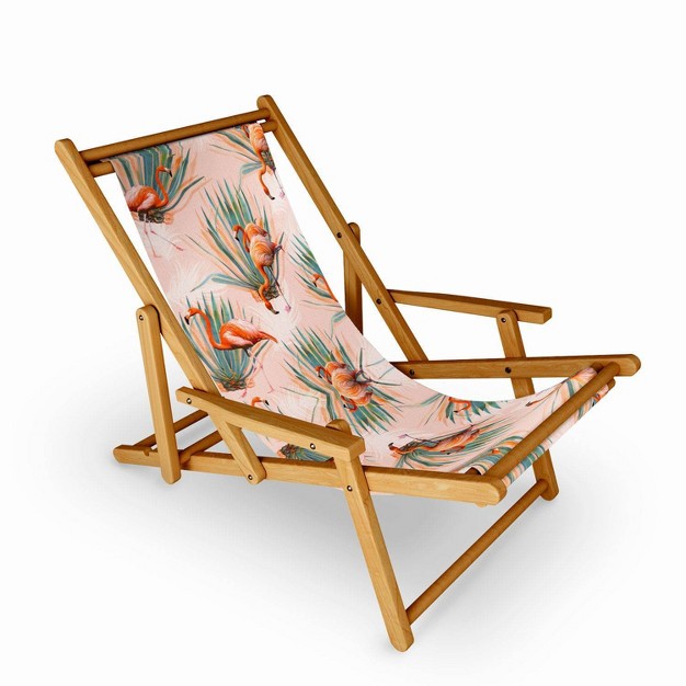 Marta Barragan Camarasa Flamingos Pattern With Cactus Sling Chair Deny Designs