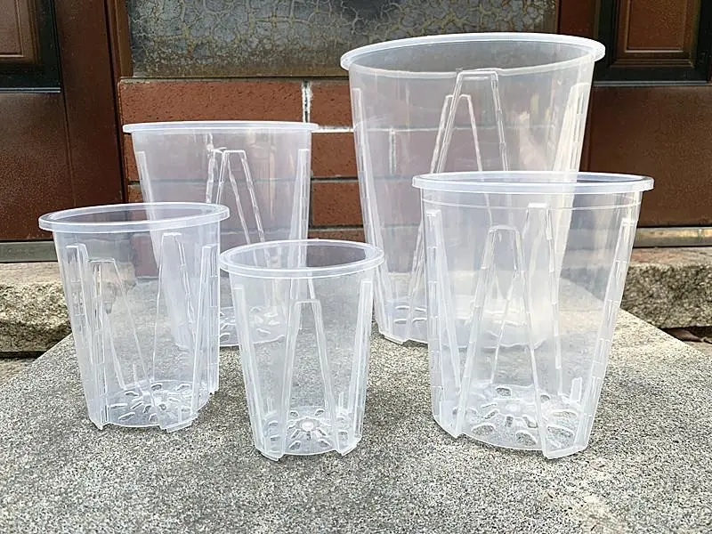 factory wholesale cheap garden supplies thick sturdy clear plastic plant pots orchid pot