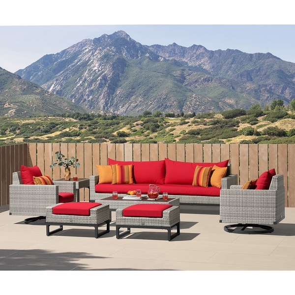 Milo Gray 8 Piece Sunbrella Outdoor Patio Motion Seating Set