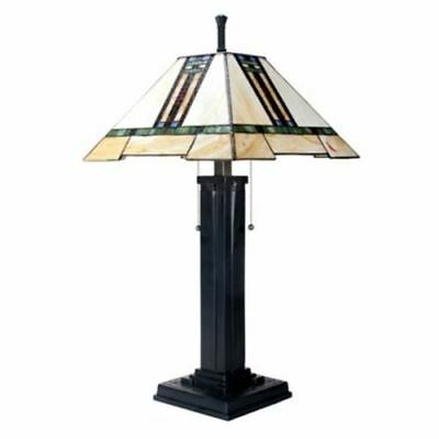 Ebros Tiffany Style 26" Stained Glass Pattern Shade Mission Lamp with Black Base