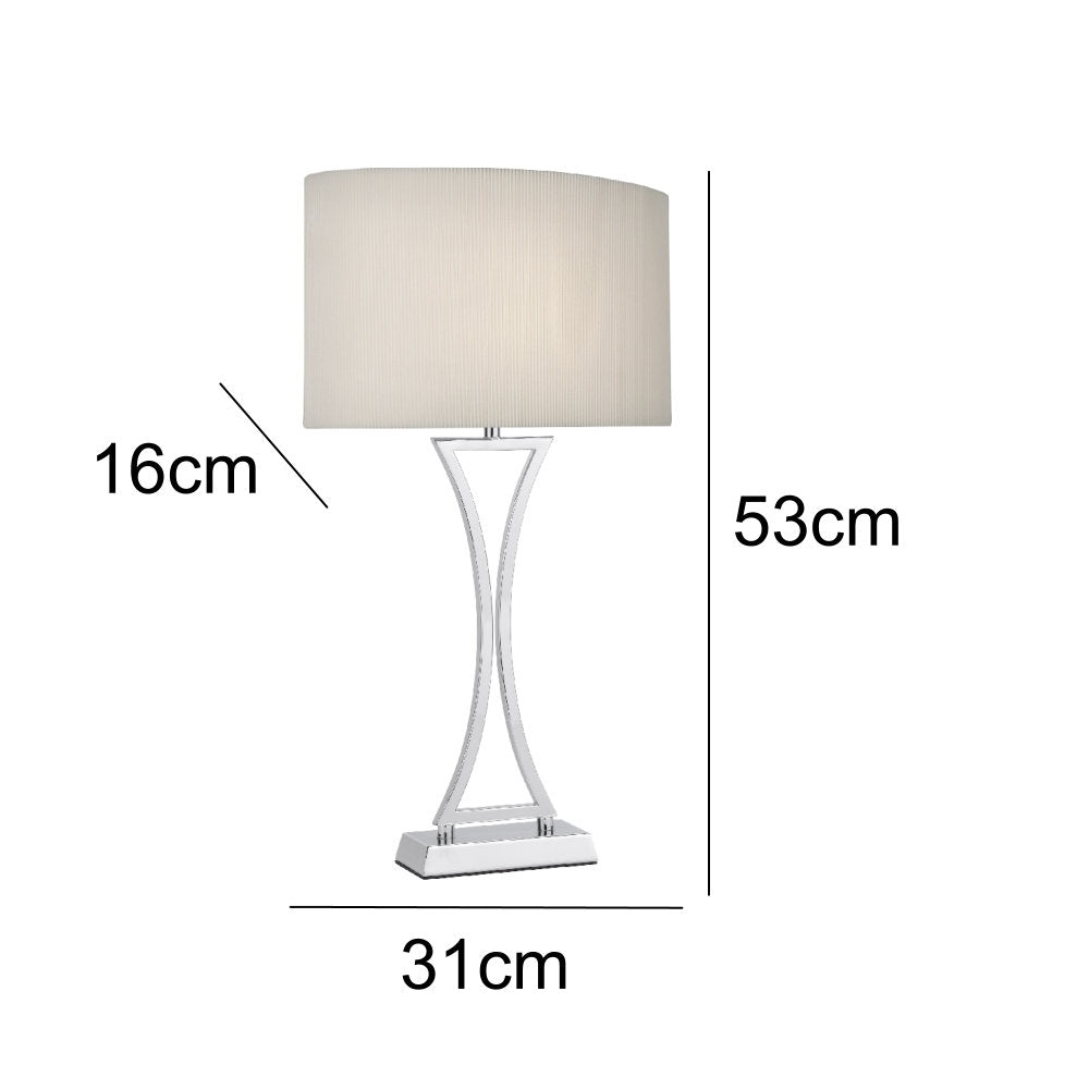 Britalia BROPO4150 Polished Chrome Modern Concave Table Lamp with Cream Oval Shade