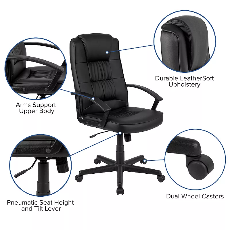 Flash Furniture Biscayne Flash Fundamentals High Back LeatherSoft Office Chair