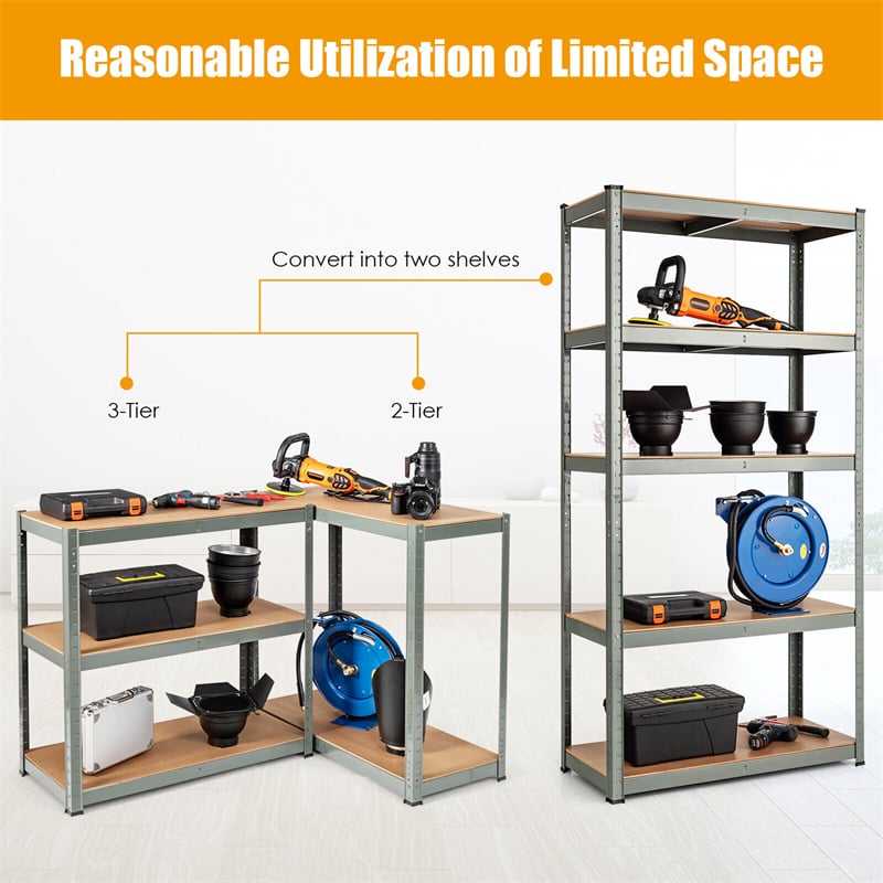 5 Tier Metal Garage Shelving for Storage Heavy Duty Garage Organization Adjustable Tool Utility Rack