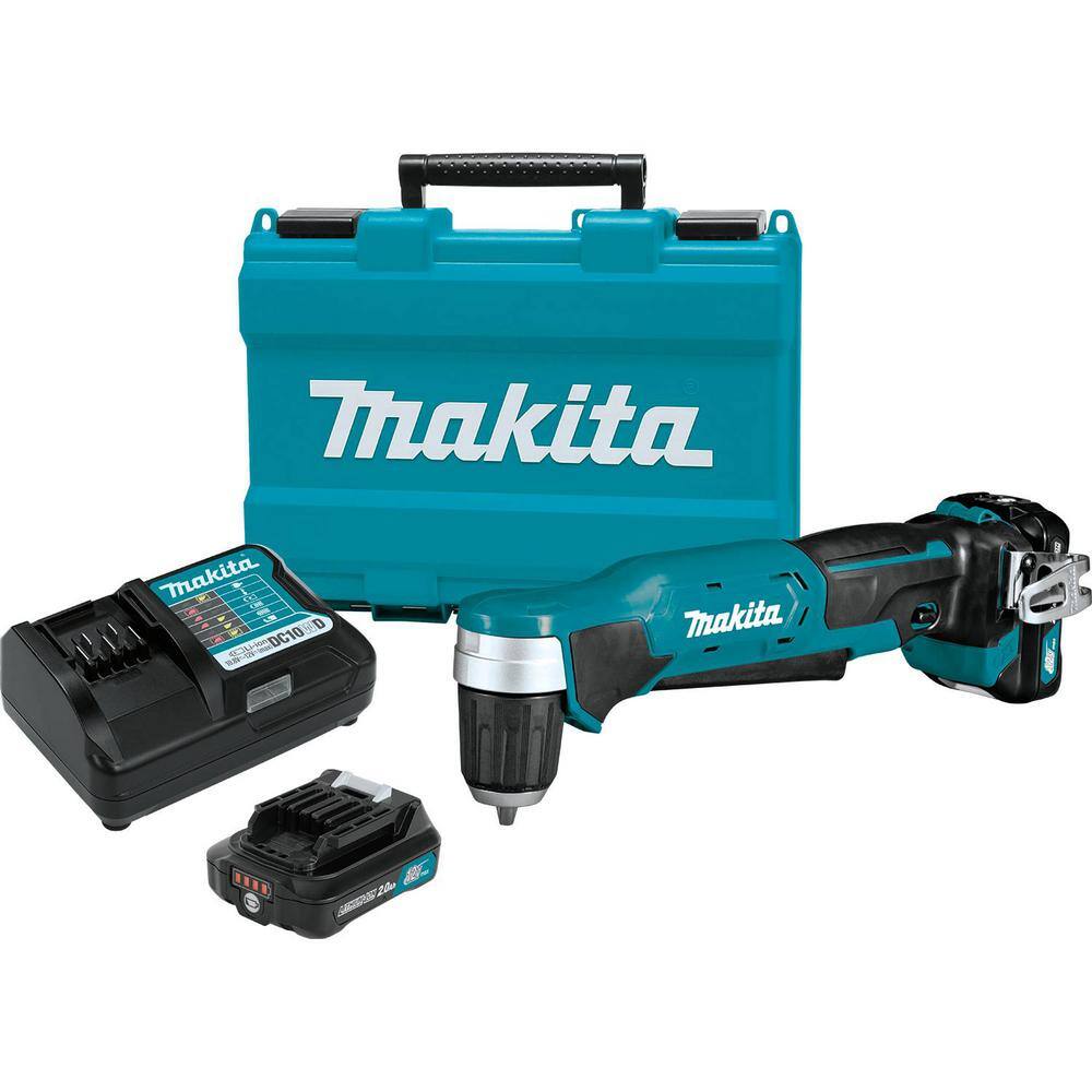 Makita 12V max CXT Lithium-Ion Cordless 38 in. Right Angle Drill Kit (2.0 Ah) AD04R1