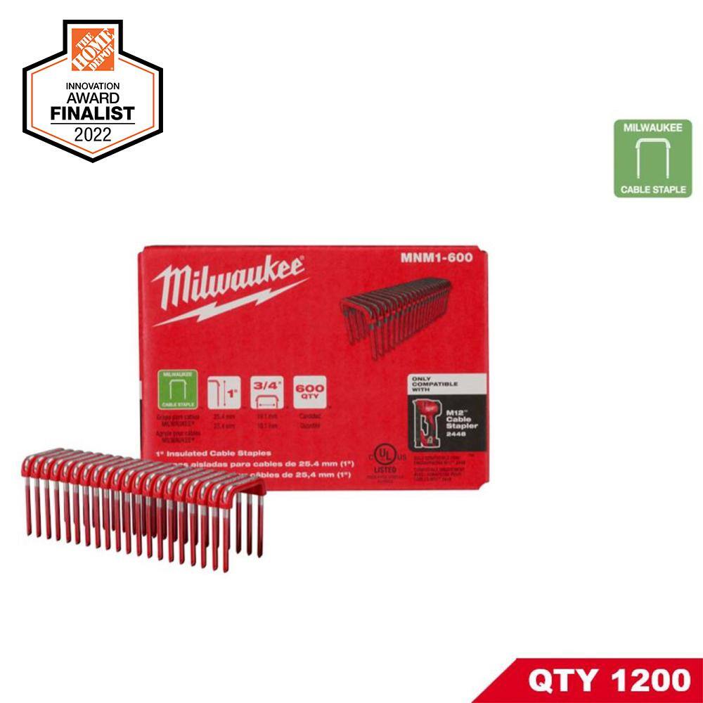 MW 1 in. Insulated Cable Staples for M12 Cable Stapler 600 per Box (2-Pack) MNM1-600X2