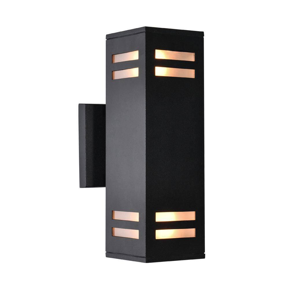 RRTYO 2-Light Matte Black Outdoor Wall Lamp Waterproof Wall Lantern Exterior Sconce Light Fixture for Patio Courtyards Villa 81010000032818