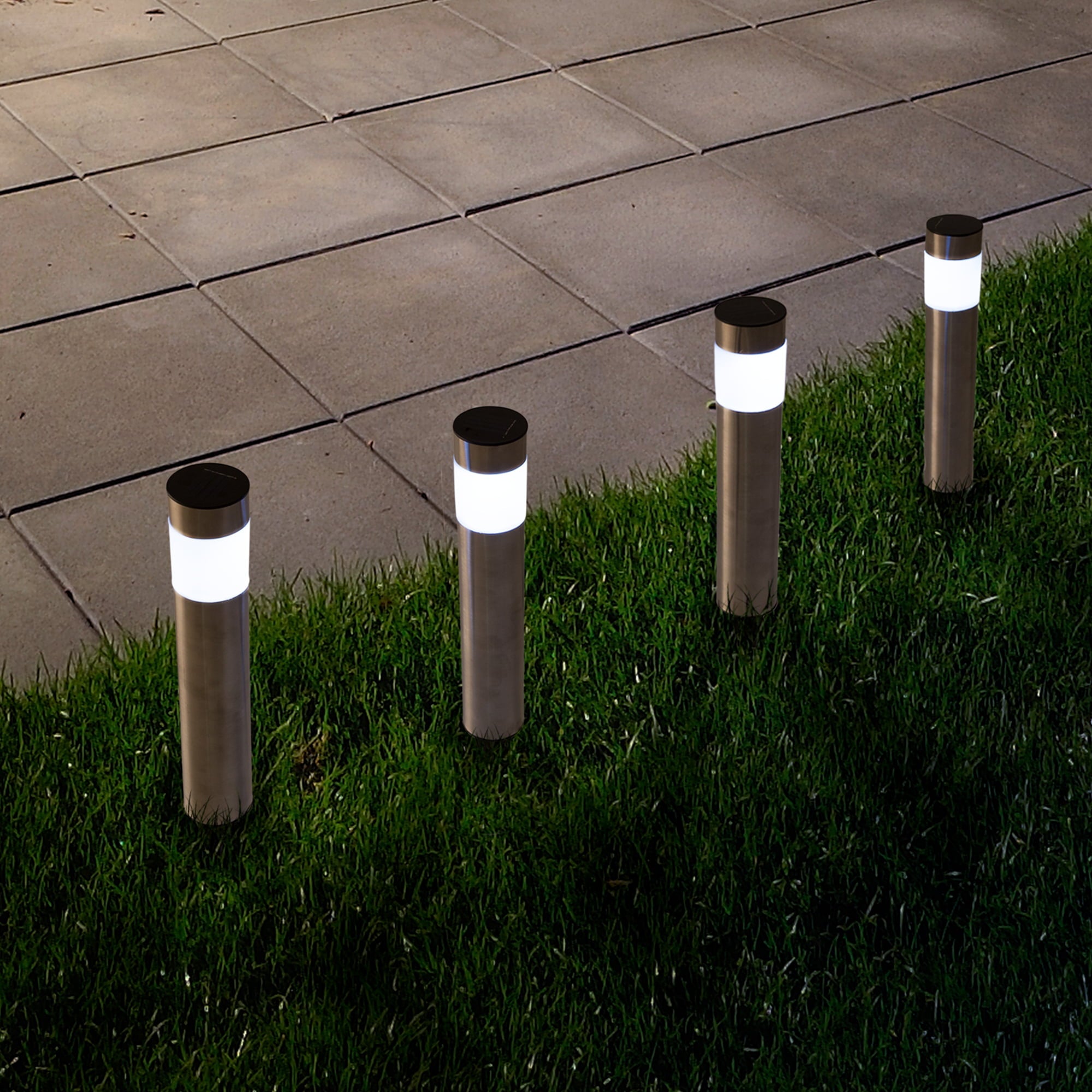 Solar Outdoor LED Light, Battery Operated Stainless Steel Path Walkway Lights for Landscape, Patio, Driveways and Pathways by Pure Garden