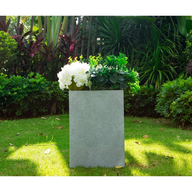 Wide Kante Lightweight Tall Square Concrete Outdoor Planter Pot Slate Gray