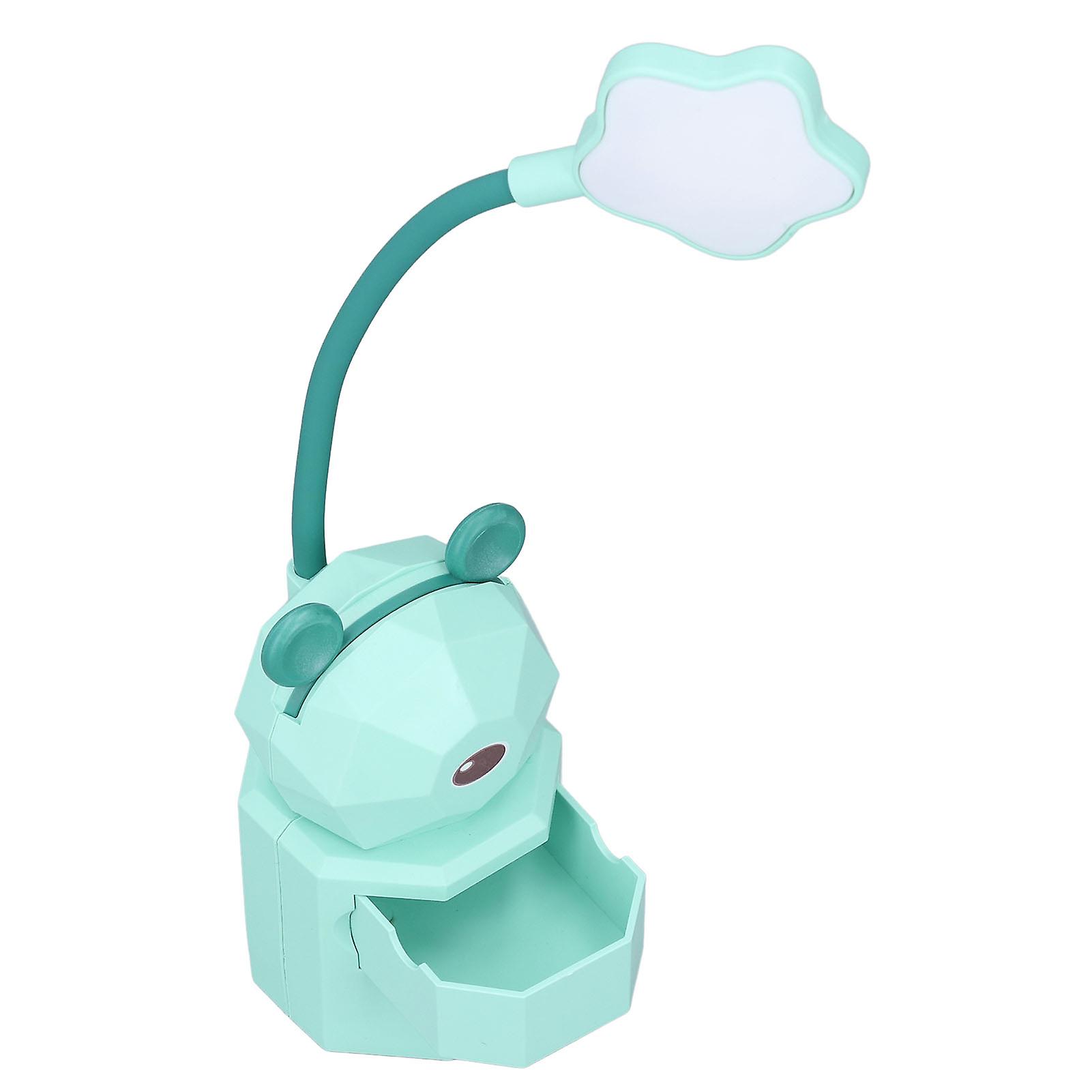 Kids Desk Lamp Cartoon Design 360 Degrees Gooseneck Eyes Protection Safe Nontoxic ABS Warm Light Kids Reading LightGreen