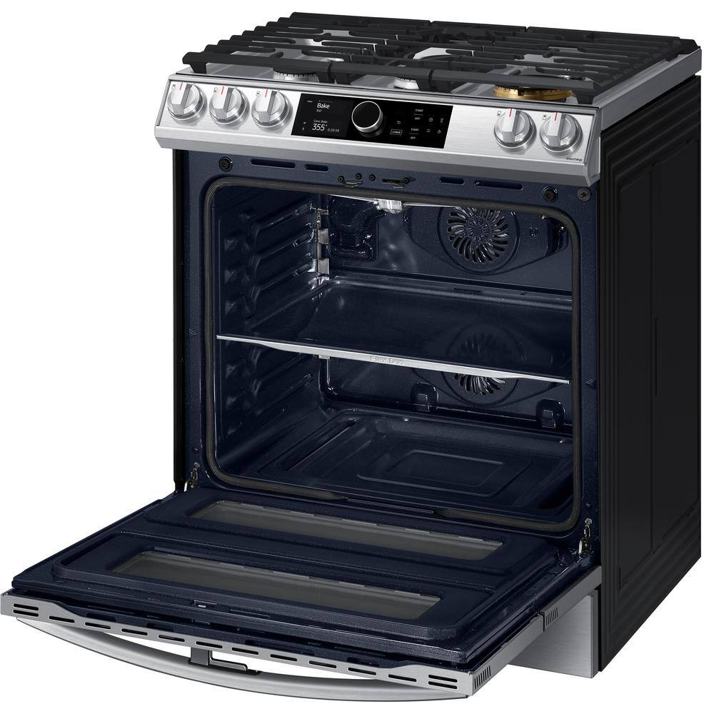  30 in. 6 cu. ft. Flex Duo Slide-in Gas Range with Smart Dial and Air Fry in Fingerprint Resistant Stainless Steel NX60T8751SS