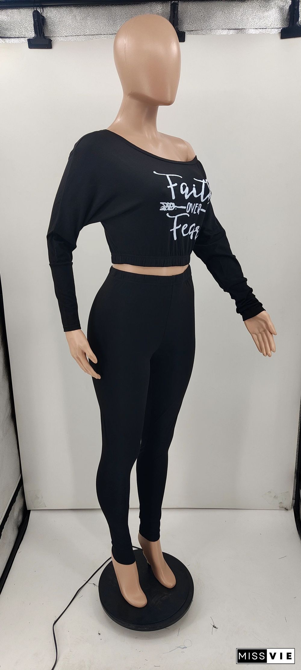 Long Sleeve Crop Tops Skinny Pants Matching Sets