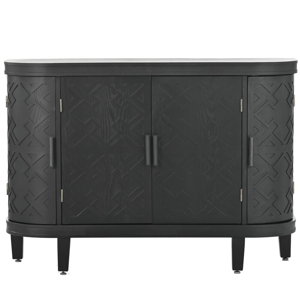 Wooden Storage Cabinet Sideboard with 2 Pattern Doors