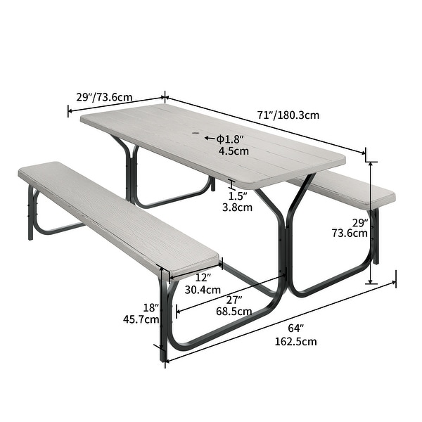 Moasis 6FT HDPE Outdoor Picnic Table Set Bench Set with Metal Base