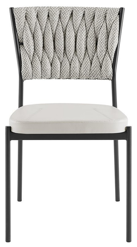 New Pacific Direct Leander 17.5 quotMetal  ampFabric Dining Chair in Gray (Set of 4)   Midcentury   Dining Chairs   by Homesquare  Houzz