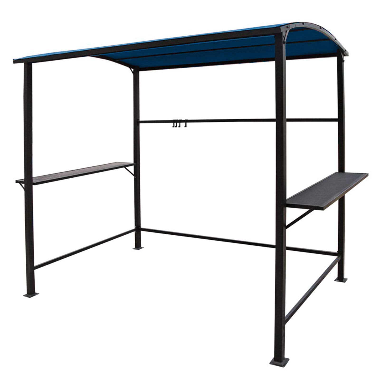 COBANA Grill Gazebo 8’by 4.6’ Outdoor Patio BBQ Canopy with Single-Tier Soft Top and Metal Shelves, Blue