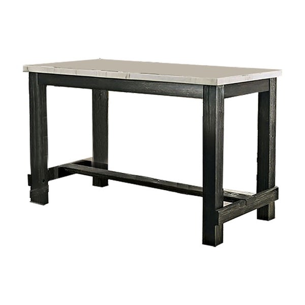 Wooden Counter Height Table in White and Antique Black