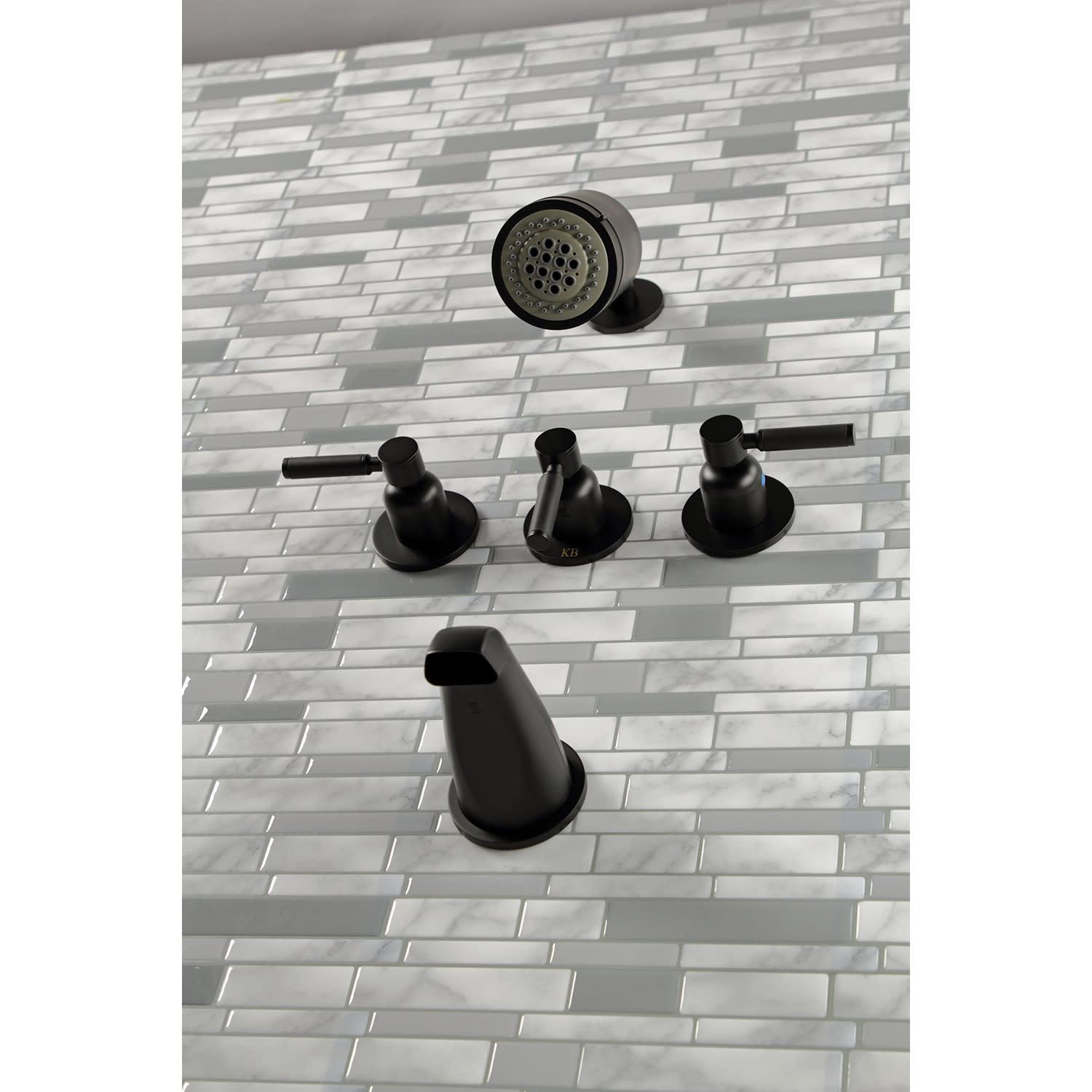 Kingston Brass KBX8130DKL Kaiser Three-Handle Tub and Shower Faucet， Matte Black