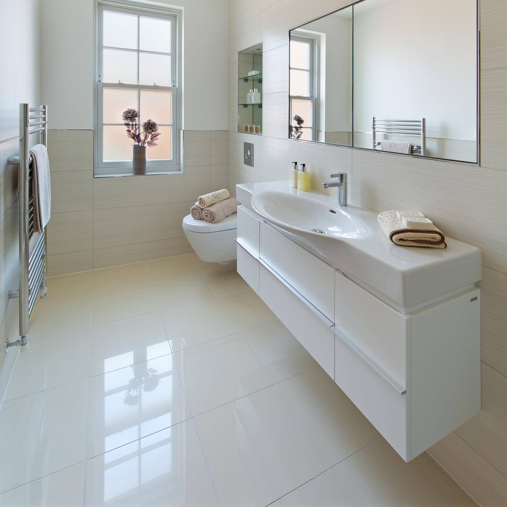 MSI Yulong White 24 in. x 24 in. Polished Porcelain Stone Look Floor and Wall Tile (16 sq. ft.Case) NPRYULWHI24X24