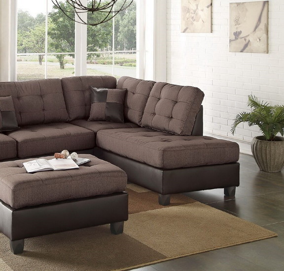 Contemporary Sectional Sofa Espresso Faux Leather ...