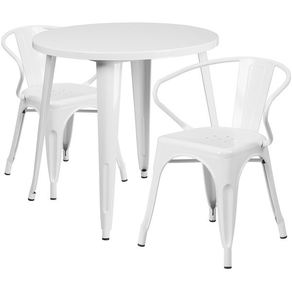 30'-inch Round Metal Indoor-Outdoor Table Set