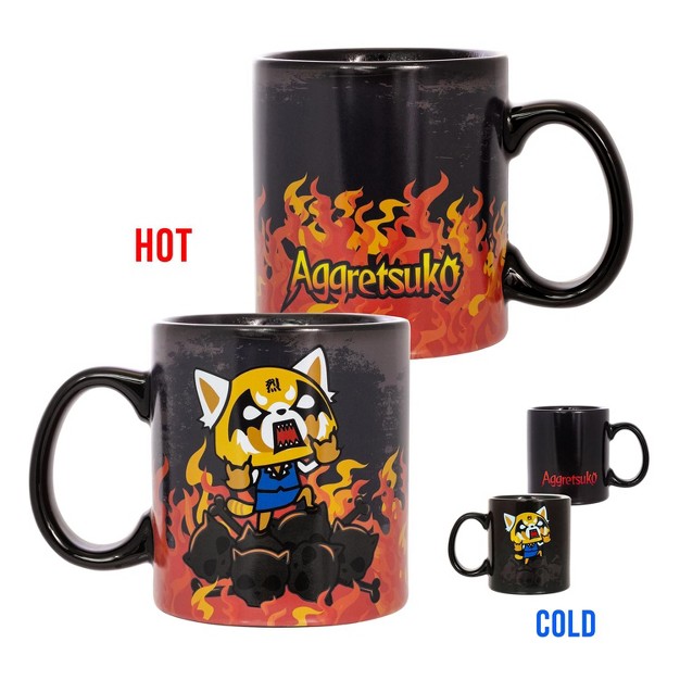 Seven20 Aggretsuko Heat Reveal Fire amp Skulls 20oz Ceramic Coffee Mug