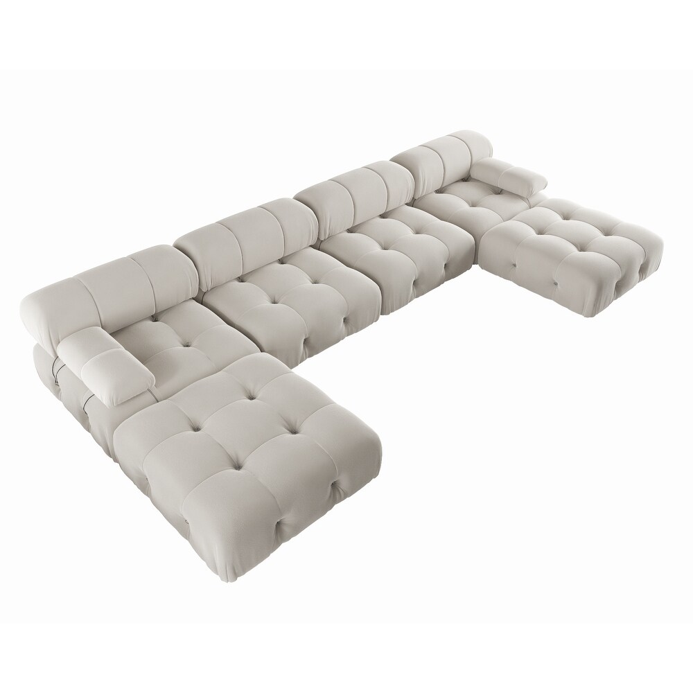 138'' Modern Velvet Upholstery U shaped Sectional Sofa